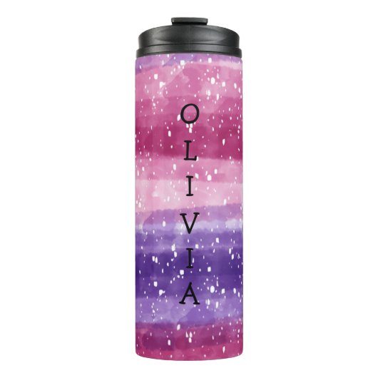 Gepersonaliseerd Paars en roze Thermosbeker (Voorkant)