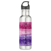 Gepersonaliseerd Paars en roze Waterfles (Voorkant)