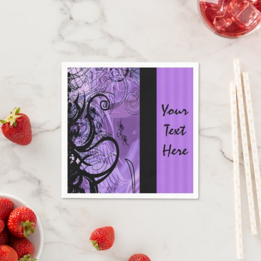 Gepersonaliseerd Paars en zwart Gothic Pattern Nap Servetten (Insitu)