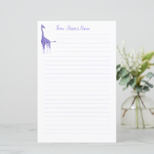 Gepersonaliseerd Paars Giraffe, gebitteerd (Staand voorkant)