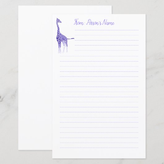 Gepersonaliseerd Paars Giraffe, gebitteerd (Voorkant / Achterkant)