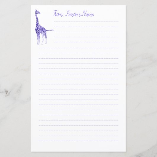 Gepersonaliseerd Paars Giraffe, gebitteerd (Voorkant)