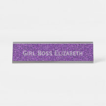 Gepersonaliseerd Paars Glitter Silver Girl Boss Fu