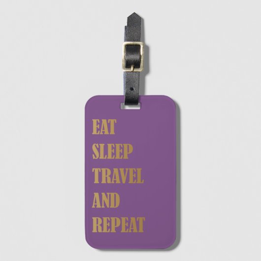 Gepersonaliseerd Paars Gold Eat Sleep Travel Herha Bagagelabel (Voorkant (verticaal))