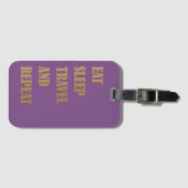 Gepersonaliseerd Paars Gold Eat Sleep Travel Herha Bagagelabel (Voorkant (horizontaal))