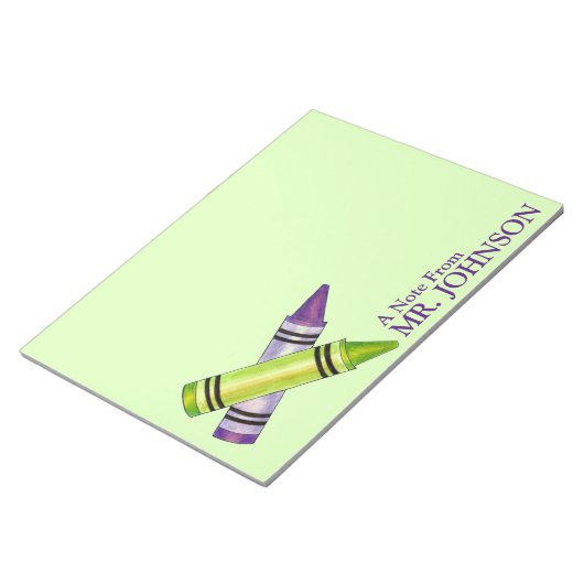 Gepersonaliseerd Paars Groene Krayon Onderwijs Notitieblok (Schuin)