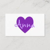 Gepersonaliseerd Paars hart op wit Visitekaartje (Voorkant)