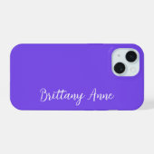Gepersonaliseerd Paars iPhone 15 Case (Achterkant horizontaal)