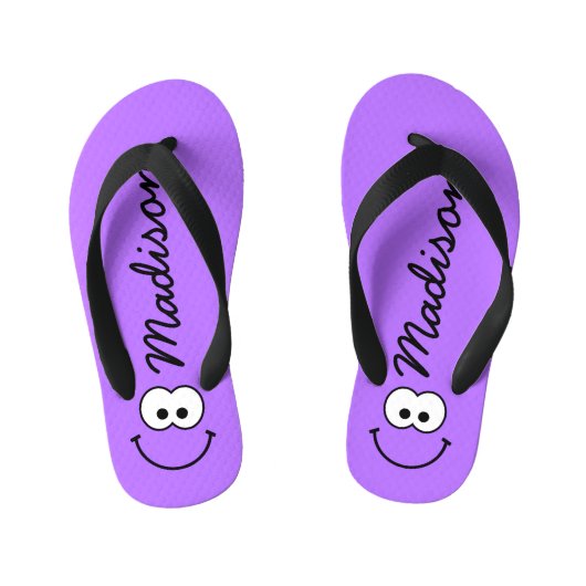 Gepersonaliseerd Paars Kinder Teenslippers (Voetbed)
