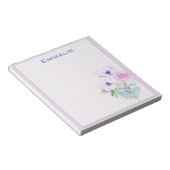 Gepersonaliseerd Paars / lavender Floral Notitiebl Notitieblok (Schuin)