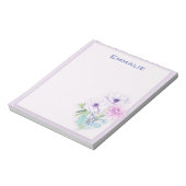 Gepersonaliseerd Paars / lavender Floral Notitiebl Notitieblok (Linkerzijde)