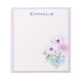 Gepersonaliseerd Paars / lavender Floral Notitiebl Notitieblok