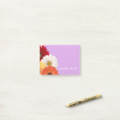 Gepersonaliseerd Paars met dagbloemen Post-it® Notes (Op bureau)