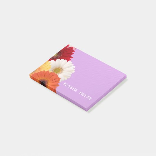 Gepersonaliseerd Paars met dagbloemen Post-it® Notes (Schuin)