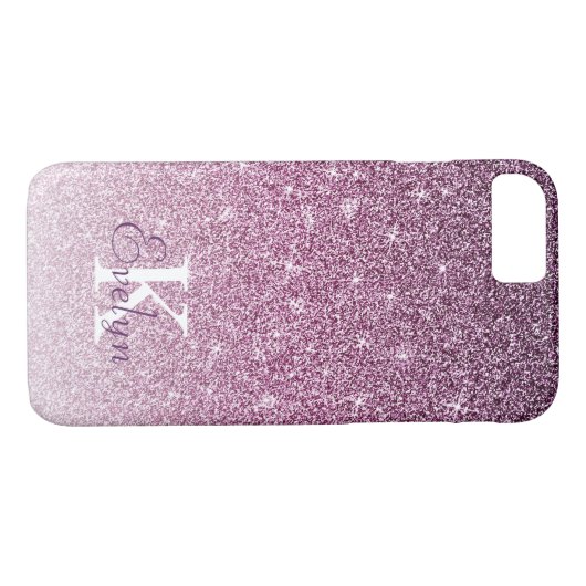 Gepersonaliseerd Paars monogram met spaarpeuk Case-Mate iPhone Case (Achterkant (Horizontaal))