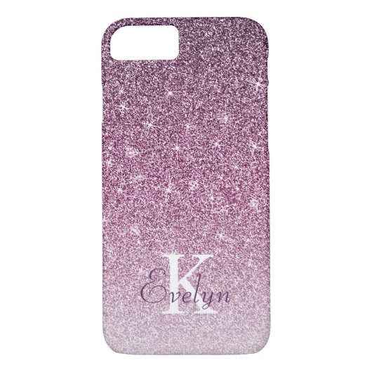 Gepersonaliseerd Paars monogram met spaarpeuk Case-Mate iPhone Case (Achterkant)