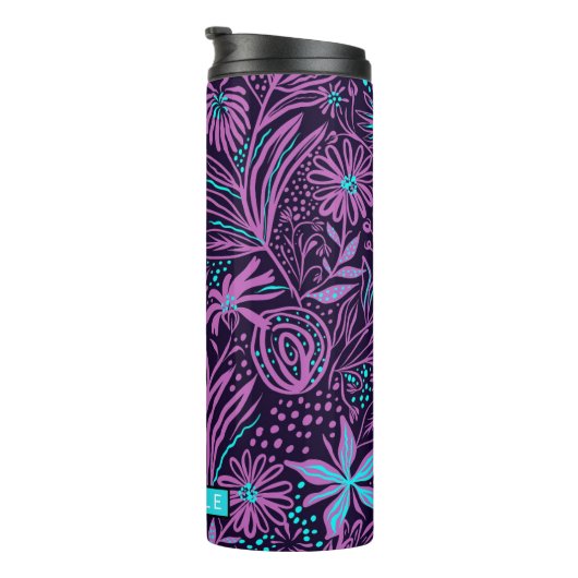 Gepersonaliseerd Paars Paisley Thermosbeker (Geroteerd rechts)