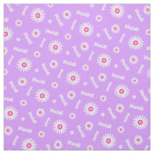 Gepersonaliseerd paars roze wit maisy name patroon stof