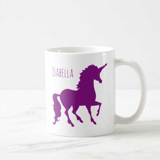Gepersonaliseerd Paars Unicorn Silhouette Beauful Koffiemok (Rechts)