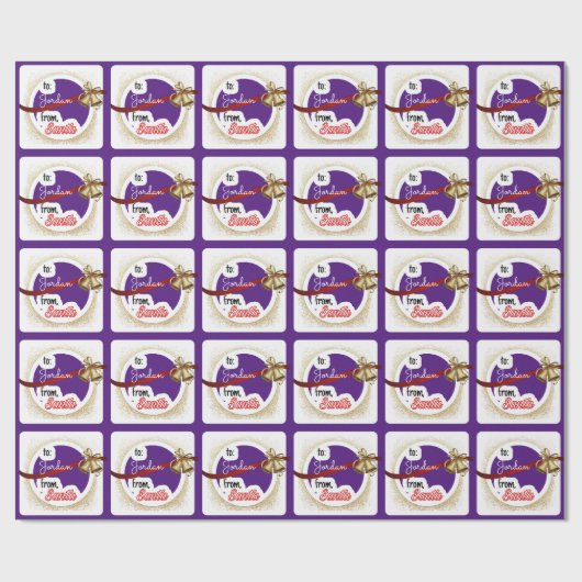 Gepersonaliseerd Paars van Kerstmis Cadeaupapier (Vlak)