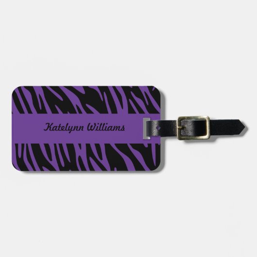 Gepersonaliseerd Paars Zebra Stripe Bagagelabel (Voorkant horizontaal)