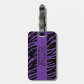 Gepersonaliseerd Paars Zebra Stripe Bagagelabel (Achterkant verticaal)