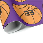 Gepersonaliseerd Paarse Basketbal Speler Nummer Cadeaupapier (Rol Hoek)