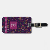 Gepersonaliseerd Paarse Bloemen Groen Geel Wit Blo Bagagelabel (Voorkant horizontaal)