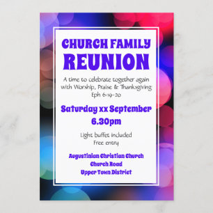 Gepersonaliseerd Paarse Bokeh KERK FAMILIE REÜNIE Kaart
