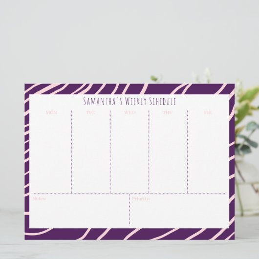 Gepersonaliseerd Paarse budget weekschema (Staand voorkant)