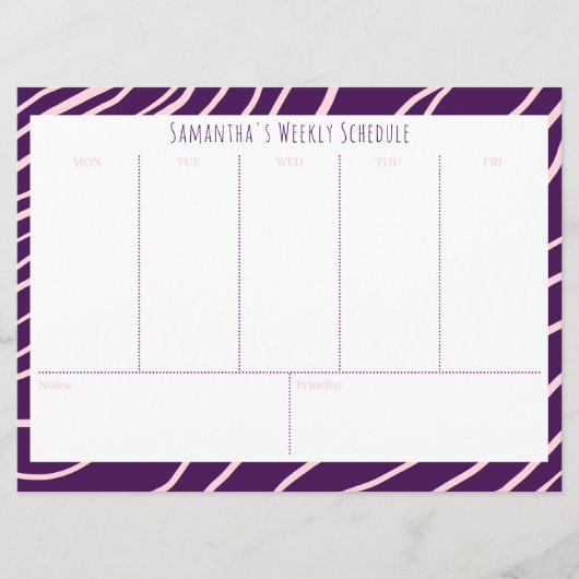 Gepersonaliseerd Paarse budget weekschema (Voorkant)