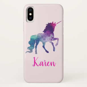 Gepersonaliseerd Paarse en blauw Magisch Unicorn Case-Mate iPhone Case