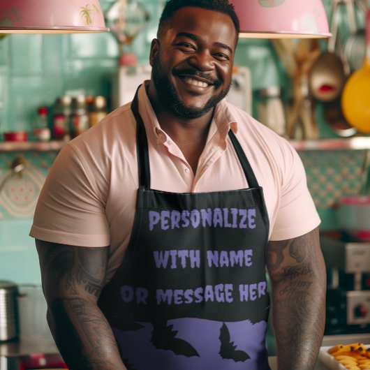 Gepersonaliseerd Paarse en zwarte vleermuis Hallow Schort