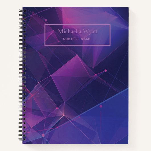 Gepersonaliseerd Paarse Geometrisch Grafiekpapier Notitieboek (Voorkant)