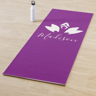 Gepersonaliseerd, Paarse Lotus en Yoga Pose silhou Yogamat