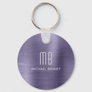 Gepersonaliseerd Paarse monogram Sleutelhanger