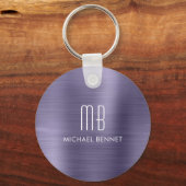 Gepersonaliseerd Paarse monogram Sleutelhanger (Achterkant)