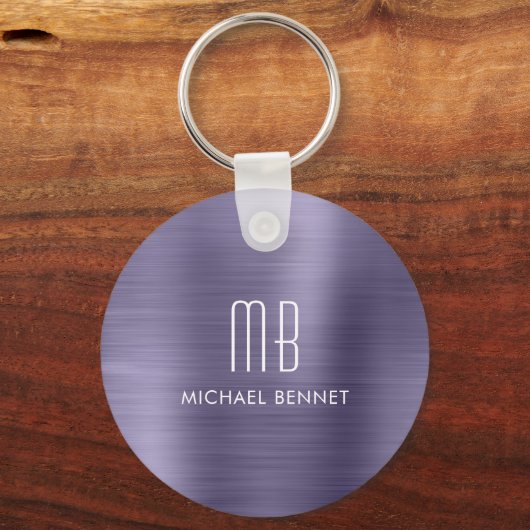 Gepersonaliseerd Paarse monogram Sleutelhanger (Achterkant)
