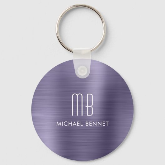 Gepersonaliseerd Paarse monogram Sleutelhanger (Achterkant)