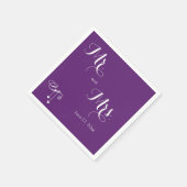 Gepersonaliseerd Paarse Mr. en Mrs Wedding Napkins Servet (Hoek)