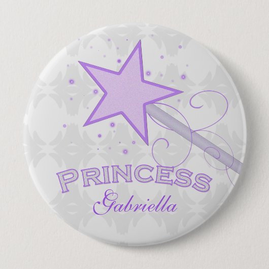 Gepersonaliseerd: Paarse prinses Wand Button (Voorkant)