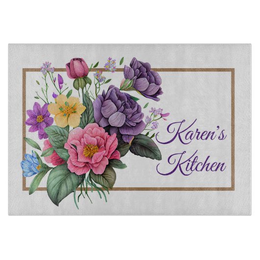 Gepersonaliseerd Paarse rozenboeket Snijplank (Voorkant)