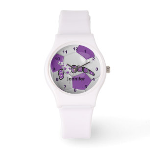 Gepersonaliseerd Paarse Voetbal Horloge