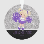 Gepersonaliseerd Paarse & Zwart Cheerleading Ornam Ornament (achterkant)