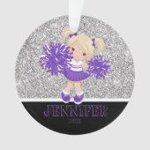 Gepersonaliseerd Paarse & Zwart Cheerleading Ornam Ornament (voorkant)