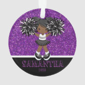 Gepersonaliseerd Paarse & Zwart Cheerleading Ornam Ornament (achterkant)