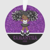 Gepersonaliseerd Paarse & Zwart Cheerleading Ornam Ornament (voorkant)