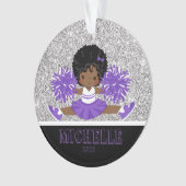 Gepersonaliseerd Paarse & Zwart Cheerleading Ornam Ornament (voorkant)