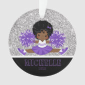 Gepersonaliseerd Paarse & Zwart Cheerleading Ornam Ornament (voorkant)