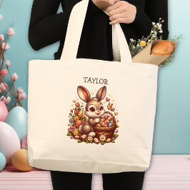Gepersonaliseerd paashaas konijn grote tote bag